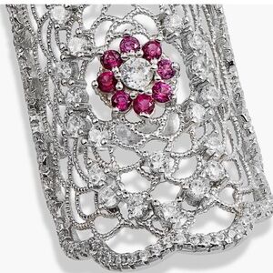 Savvy Cie Sterling Silver Cubic Zirconia Ring Floral Filigree Ring